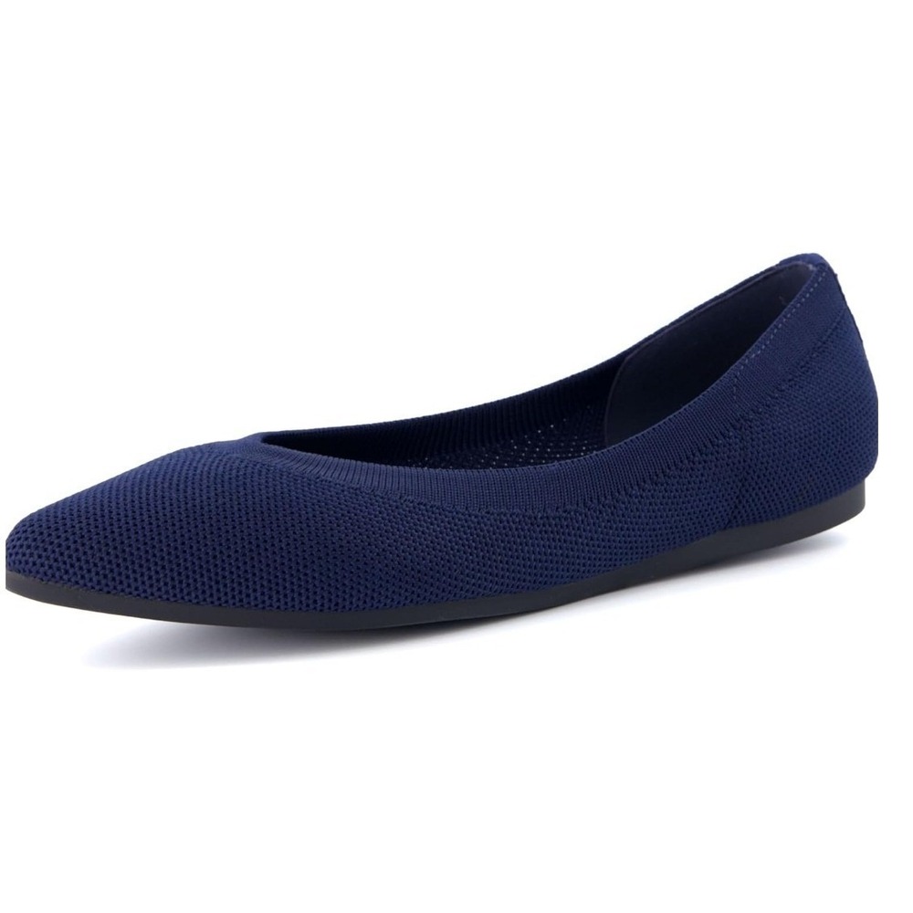 Breifola Knit Flats Women 7 Navy Blue Pointed Toe Slip On Comfort Breathable NWT